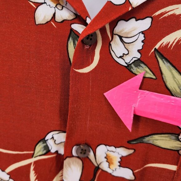 Vintage OP Ocean Pacific Tropical Floral Burnt Orange Hawaiian Shirt Mens XXL - Picture 5 of 10